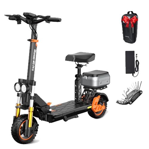 Electric Scooter Adults 1600 W Motor 50 Miles Long Range & 40 MPH Top Speed 10" Off Road Tire Folding E-Scooter 48V 27AH Battery Kick Scooter with Detachable Seat for Commuter Outdoor